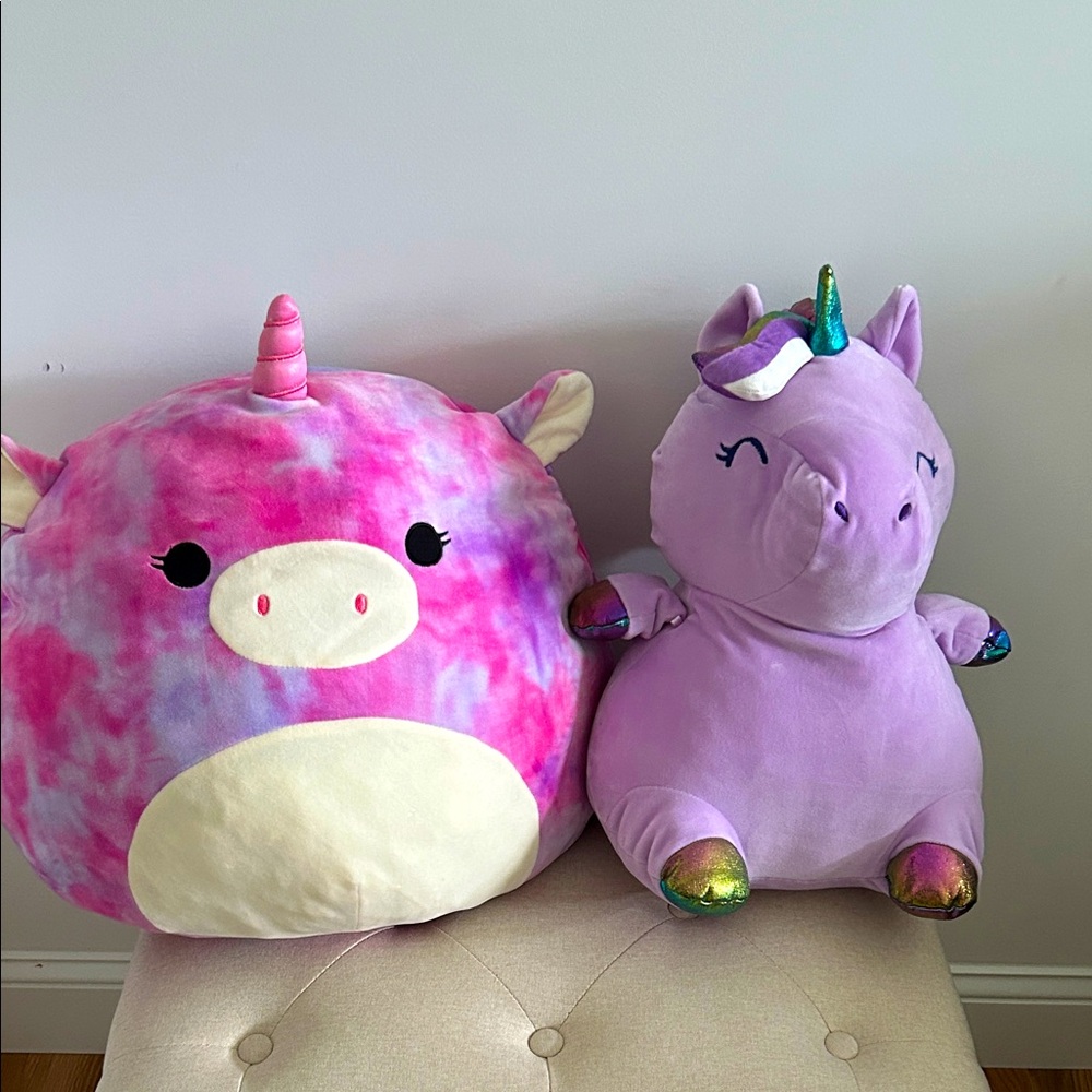 Pink and Purple Unicorn Plush Set